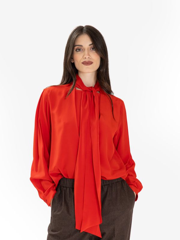 ERIKA CAVALLINI Blusa seta m/l con sciarpetta Rosso ERIKA CAVALLINI Blusa seta m/l con sciarpetta Rosso