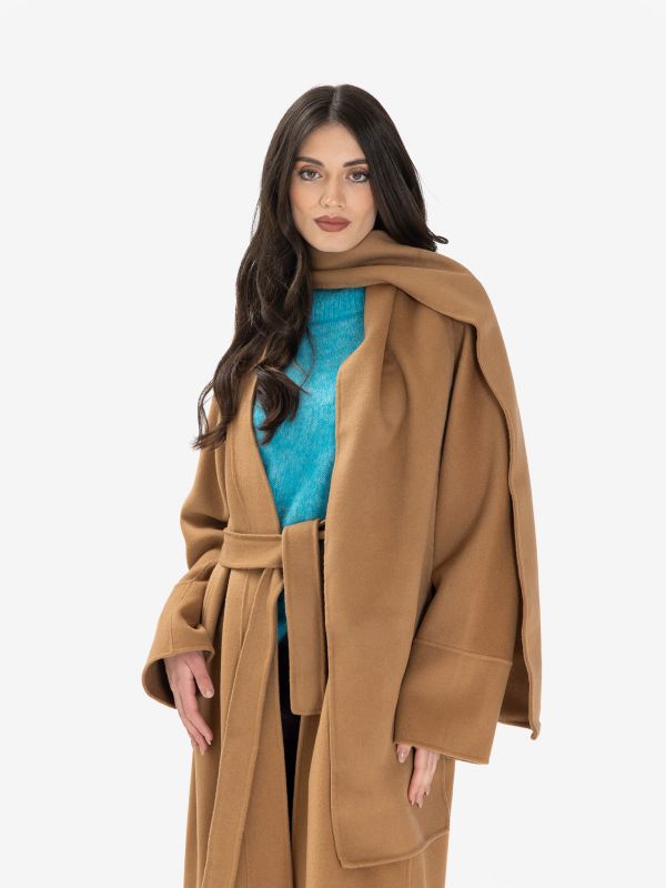 ERIKA CAVALLINI Cappotto lungo lana con sciarpetta Cammello ERIKA CAVALLINI Cappotto lungo lana con sciarpetta Cammello