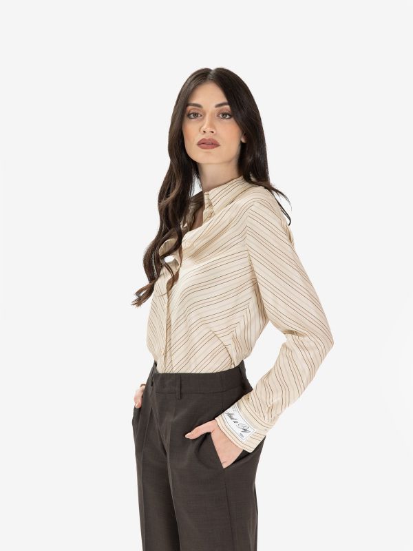 ERIKA CAVALLINI Camicia a righe Beige ERIKA CAVALLINI Camicia a righe Beige