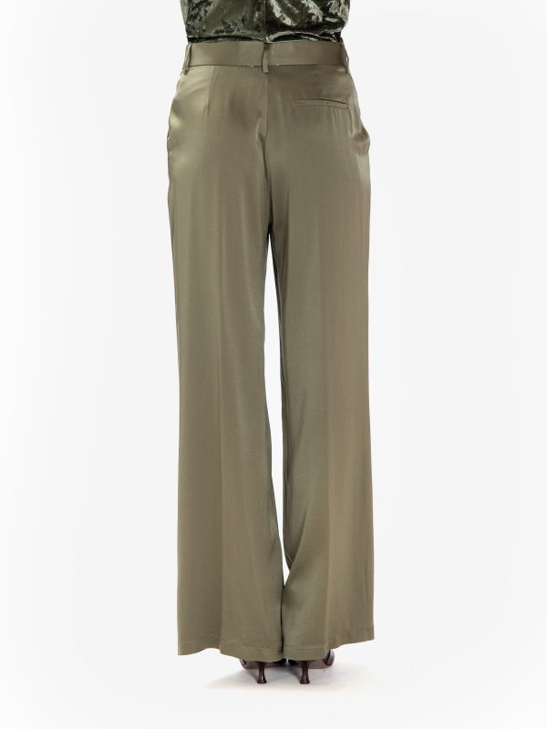 FORTE FORTE Pantalone palazzo seta Verde oliva
