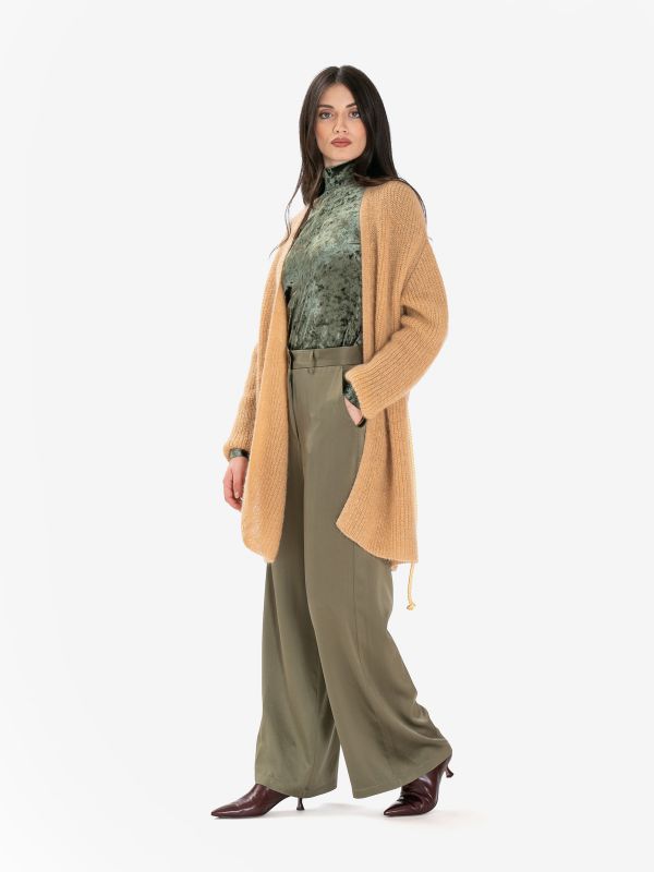 FORTE FORTE Pantalone palazzo seta Verde oliva