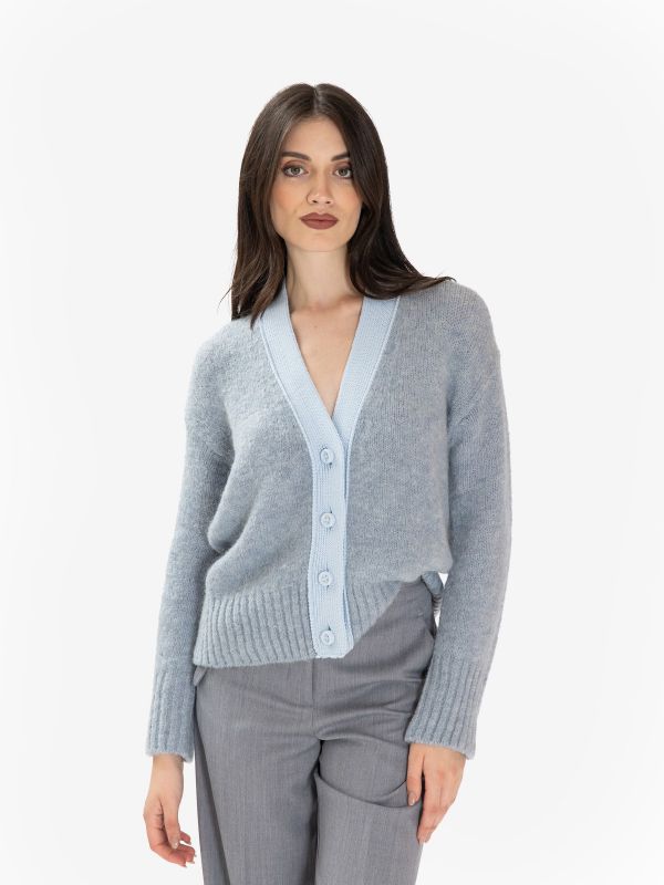 FORTE FORTE Cardigan mohair corto Celeste FORTE FORTE Cardigan mohair corto Celeste