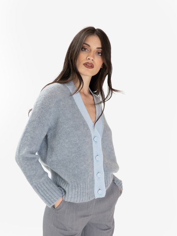 FORTE FORTE Cardigan mohair corto Celeste FORTE FORTE Cardigan mohair corto Celeste