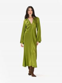 FORTE FORTE Abito m/l seta midi Verde acido
