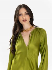 FORTE FORTE Abito m/l seta midi Verde acido