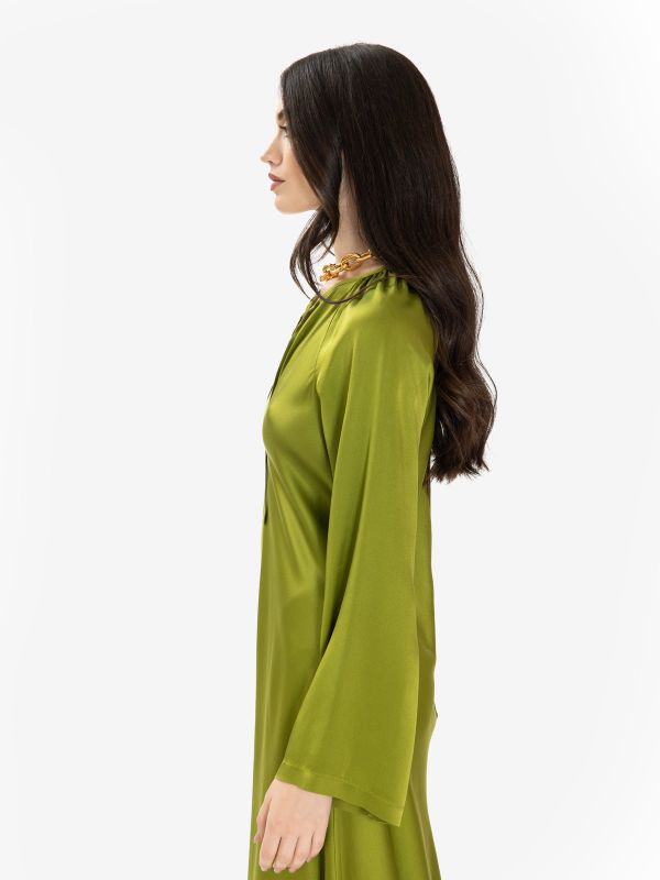 FORTE FORTE Abito m/l seta midi Verde acido