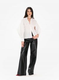 ARMA Pantalone palazzo pelle Nero