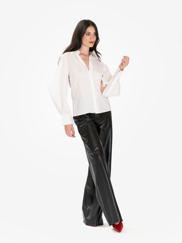 ARMA Pantalone palazzo pelle Nero