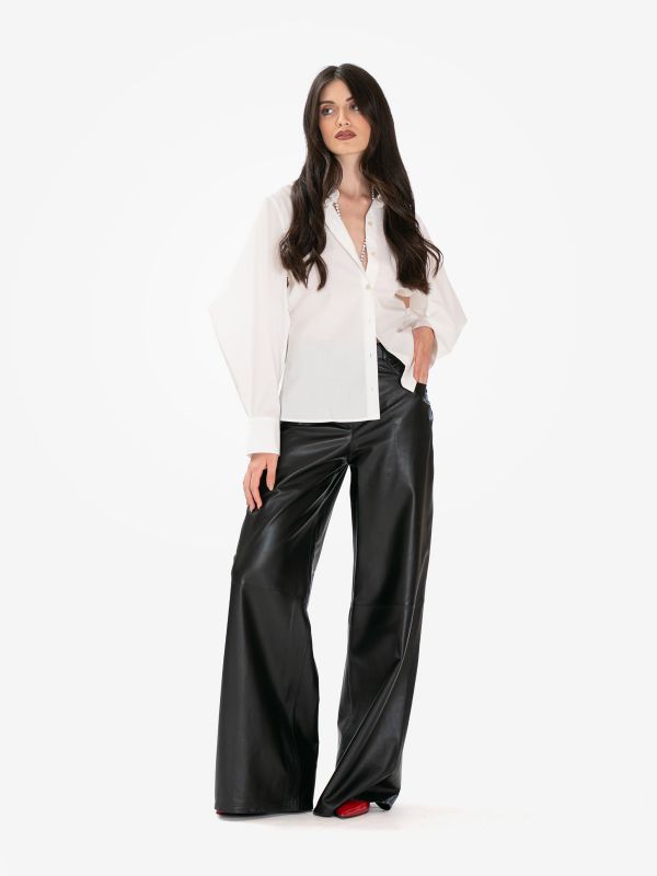 ARMA Pantalone palazzo pelle Nero