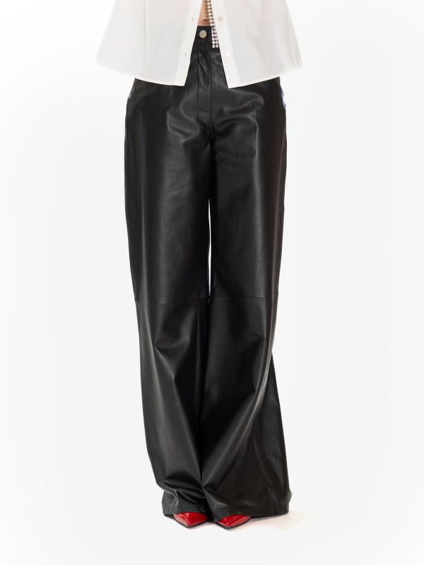 ARMA Pantalone palazzo pelle Nero