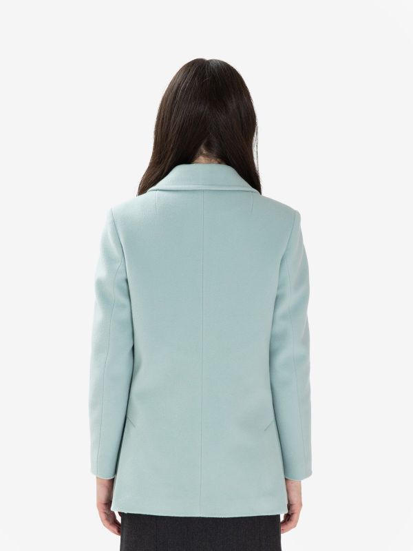 MOUCHE Cappotto corto doppiopetto lana con impunture Verde Tiffany