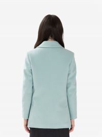 MOUCHE Cappotto corto doppiopetto lana con impunture Verde Tiffany