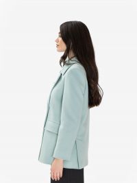 MOUCHE Cappotto corto doppiopetto lana con impunture Verde Tiffany