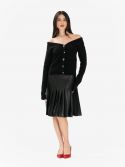 P.A.R.O.S.H. Mini gonna pieghe paillettes Nero P.A.R.O.S.H. Mini gonna pieghe paillettes Nero