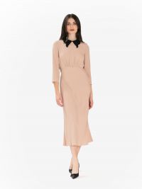 N°21 Abito midi seta con colletto Cipria