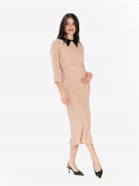 N°21 Abito midi seta con colletto Cipria