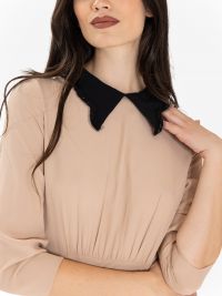 N°21 Abito midi seta con colletto Cipria