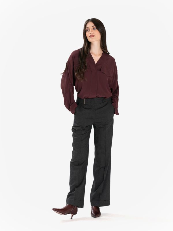 PESERICO Pantalone palazzo lana Grigio