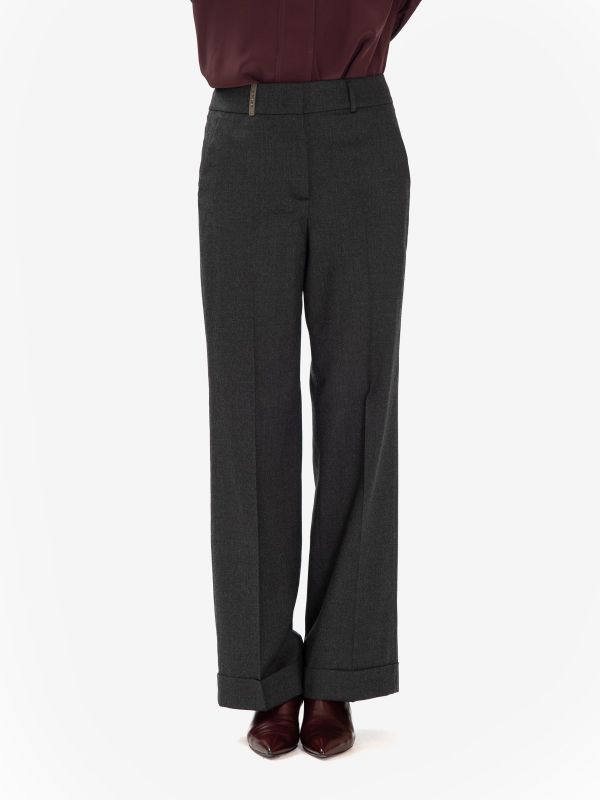 PESERICO Pantalone palazzo lana Grigio