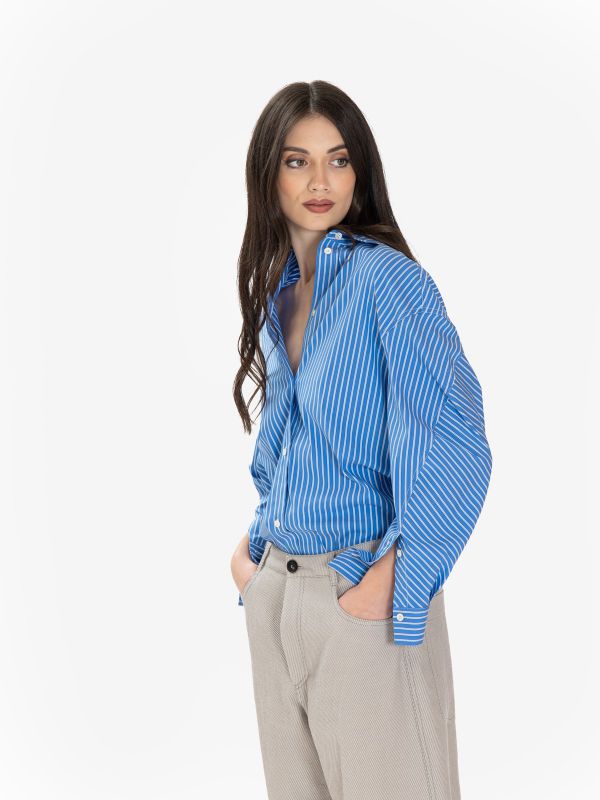 TELA Camicia over a righe Celeste TELA Camicia over a righe Celeste