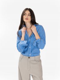 TELA Camicia over a righe Celeste