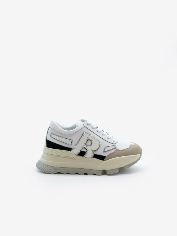 RUCOLINE Sneakers bianca/beige/argento tc 7 cm Bianco RUCOLINE Sneakers bianca/beige/argento tc 7 cm Bianco