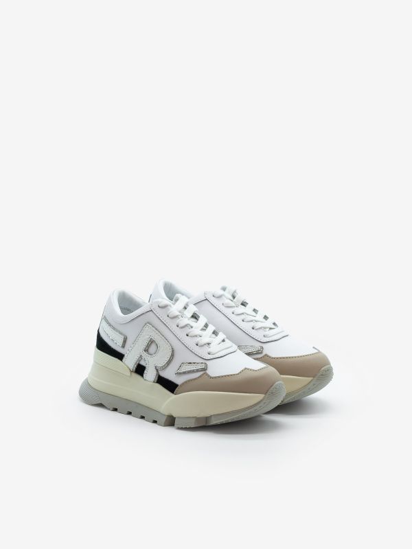 RUCOLINE Sneakers bianca/beige/argento tc 7 cm Bianco RUCOLINE Sneakers bianca/beige/argento tc 7 cm Bianco