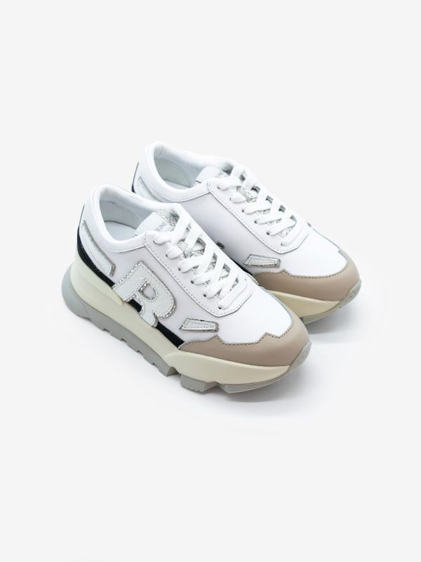 RUCOLINE Sneakers bianca/beige/argento tc 7 cm Bianco RUCOLINE Sneakers bianca/beige/argento tc 7 cm Bianco