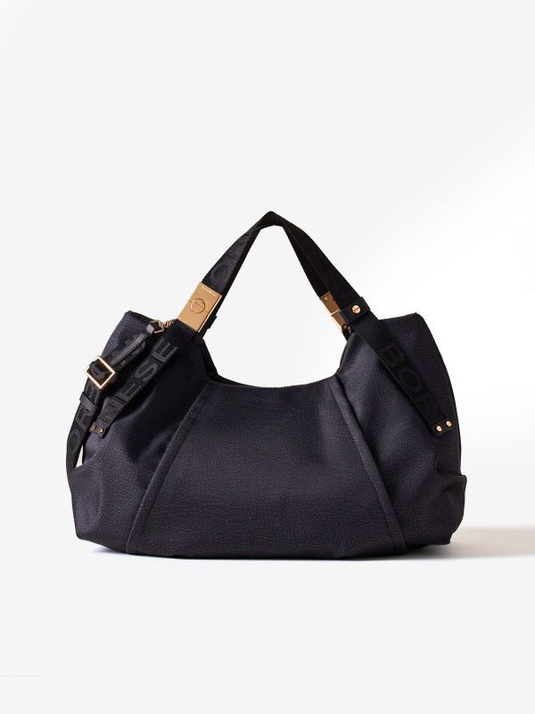 BORBONESE Borsa due manici tessuto Nero