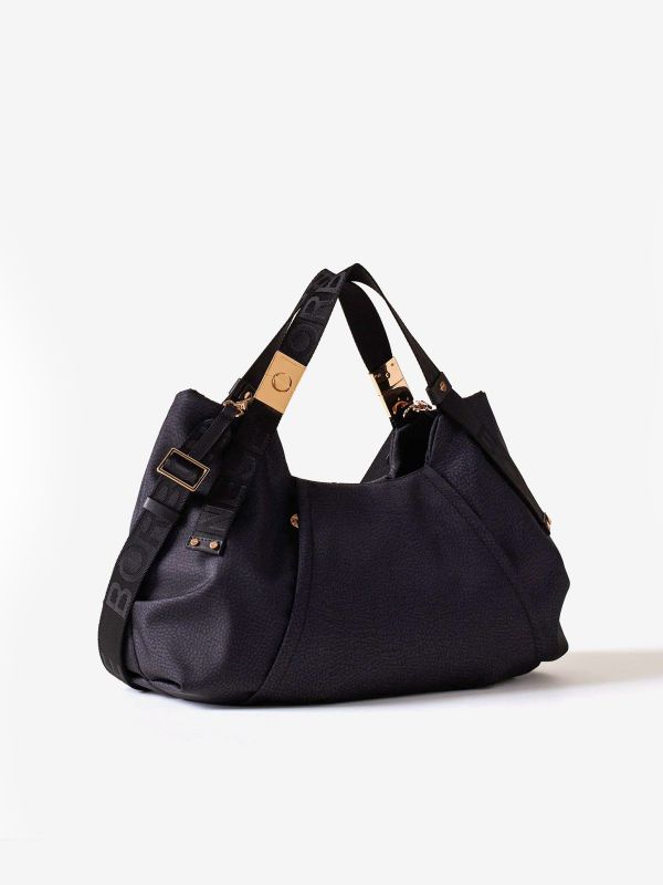 BORBONESE Borsa due manici tessuto Nero