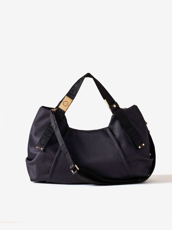 BORBONESE Borsa due manici tessuto Nero