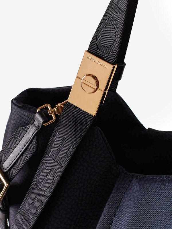 BORBONESE Borsa due manici tessuto Nero