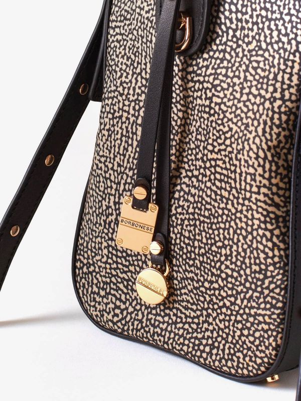 BORBONESE Borsa bauletto grande tessuto classico + borchie 