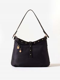 BORBONESE Borsa a spalla tessuto con borchie Nero