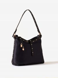 BORBONESE Borsa a spalla tessuto con borchie Nero