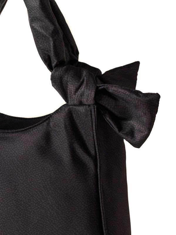 BORBONESE Borsa grande a tracolla tessuto Nero