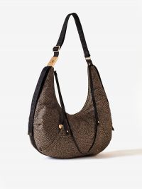 BORBONESE Borsa hobo tessuto classico con borchie 