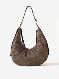 BORBONESE Borsa hobo tessuto classico con borchie 