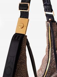 BORBONESE Borsa hobo tessuto classico con borchie 