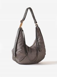 BORBONESE Borsa hobo tessuto con borchie Grigio