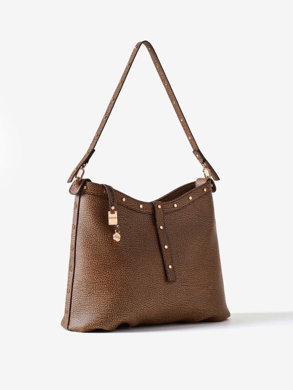 BORBONESE Borsa a spalla graffiti classico con borchie 