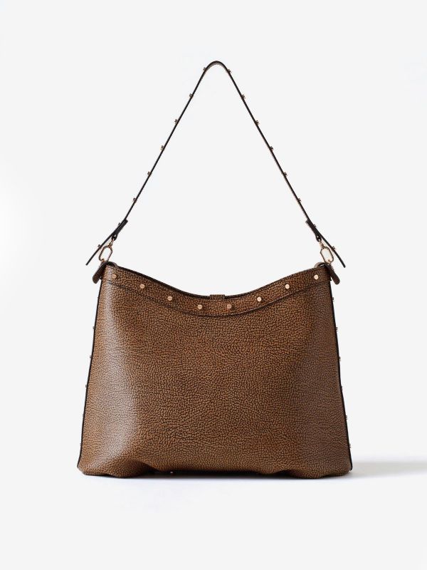 BORBONESE Borsa a spalla graffiti classico con borchie 