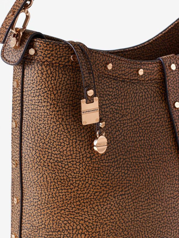 BORBONESE Borsa a spalla graffiti classico con borchie 