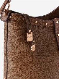 BORBONESE Borsa a spalla graffiti classico con borchie 