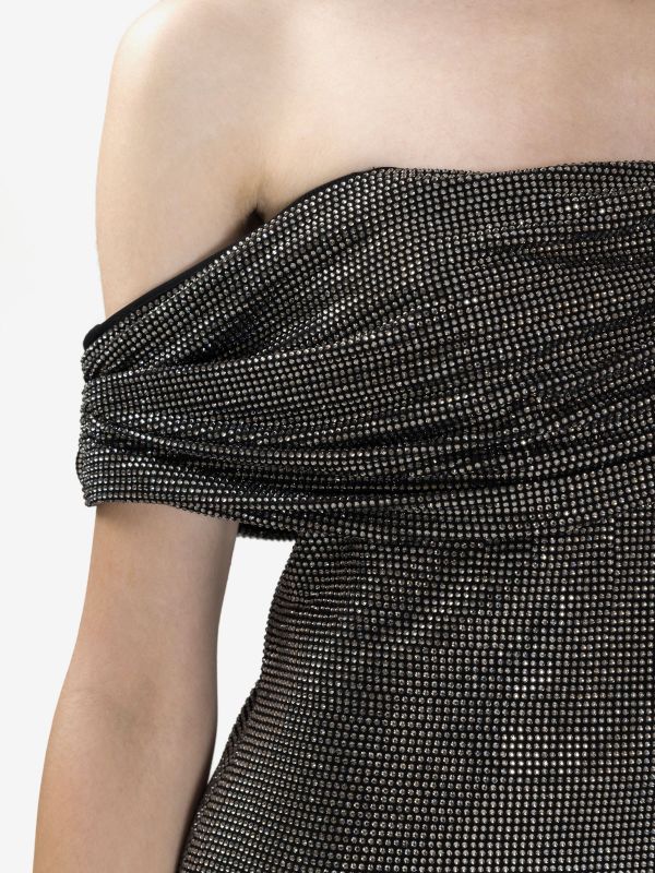 GIUSEPPE DI MORABITO Abito corto con strass scollo omerale Nero