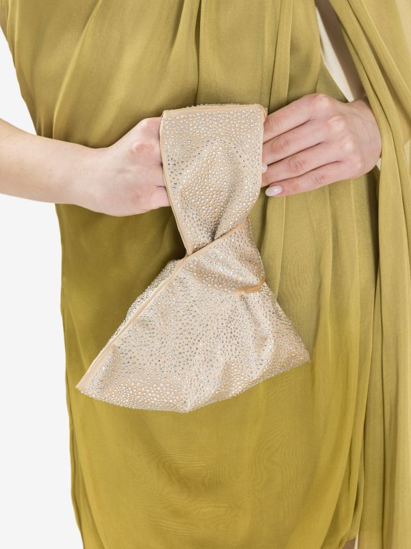 GIUSEPPE DI MORABITO Borsa sacchetto raso nude+strass