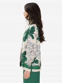 P.A.R.O.S.H. Giacca monopetto in seta fantasia fiori verde/bianca