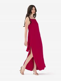 P.A.R.O.S.H. Abito lungo cady con fiocco posteriore Magenta