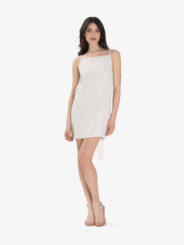 P.A.R.O.S.H. Abito corto cady scollo posteriore con fiocco Panna