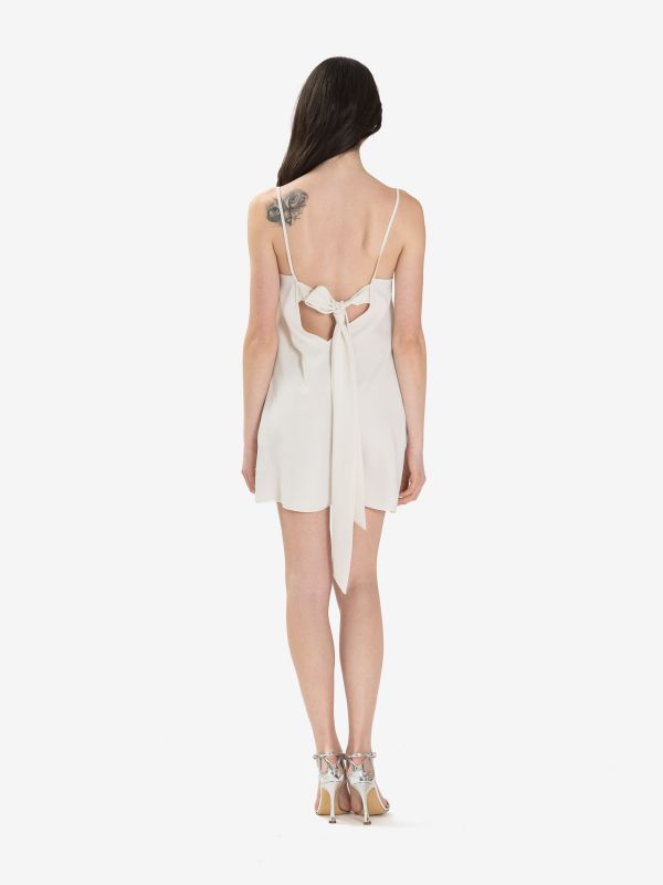 P.A.R.O.S.H. Abito corto cady scollo posteriore con fiocco Panna